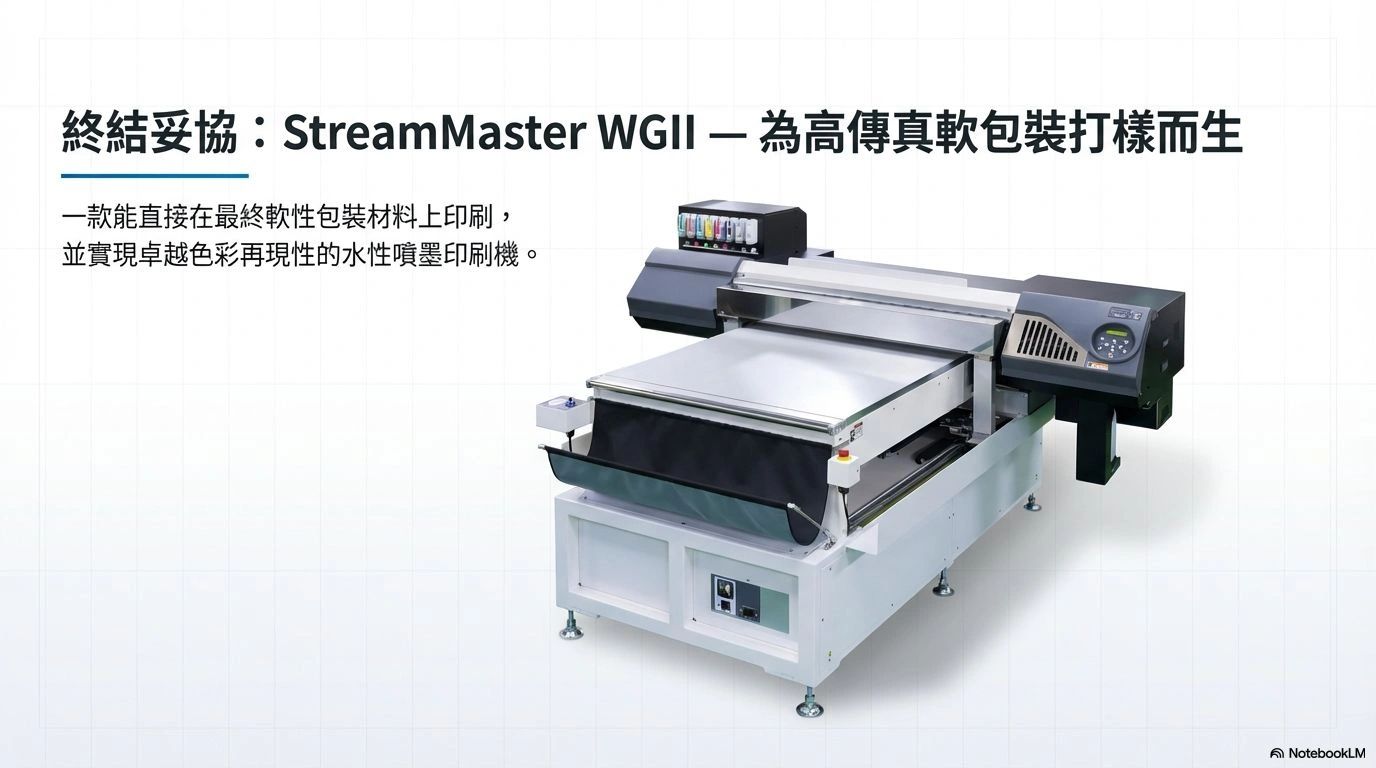 StreamMaster WGII printer for high-quality soft packaging printing.