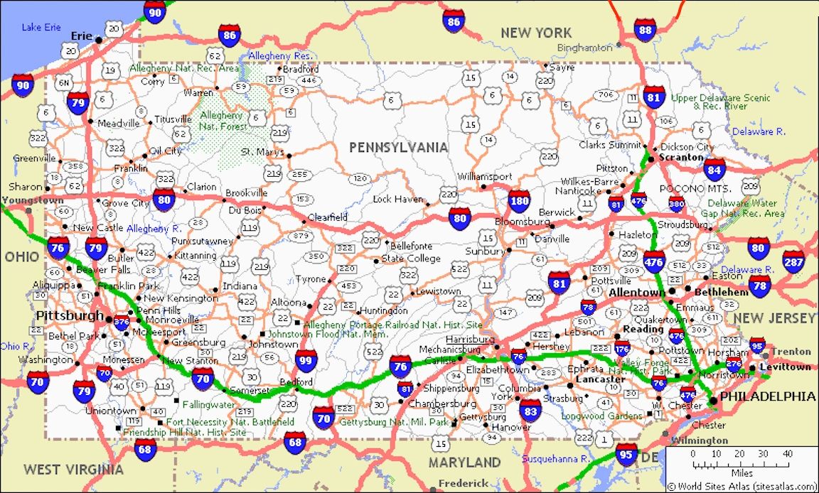 Pennsylvania Road Map Free Pa-Getaway