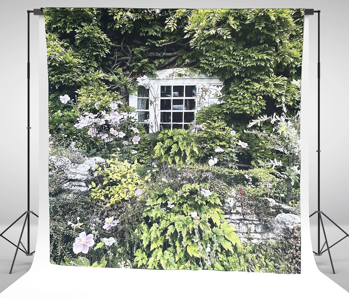 3D Murals for Garden Walls & Fence using Shower Curtains Backdrops