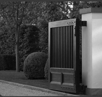 Private residential estate security gate. Securing premises.  Security monitoring.
