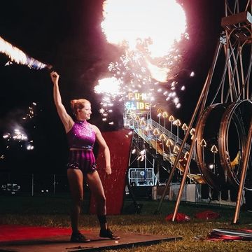 fire whip fair festival Cincinnati Queen City Stunt Circus professional entertainment performer