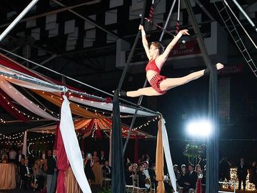 aerial acrobatics silks Cincinnati at Queen City Stunt Circus - book local entertainment performers