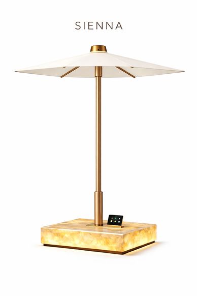 SUNAi Sienna smart umbrella with marble base and auto shade system