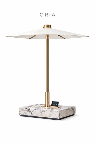 Luxury ORIA smart umbrella with marble base and tablet control