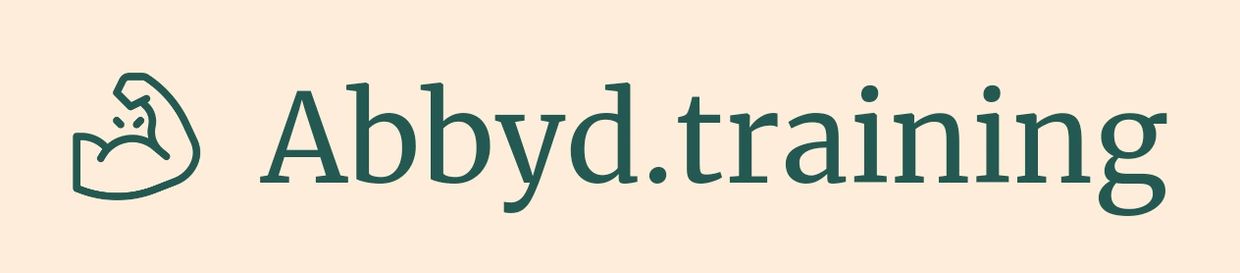 Logo of Abbyd.training with a flexed bicep icon.