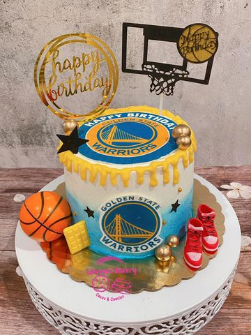 Golden State Warrior Jersey Themed Birthday Cake W/ Basketball Cake 