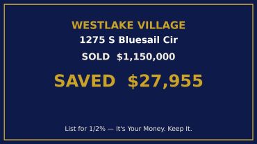 Real estate sale and savings announcement for Westlake Village.