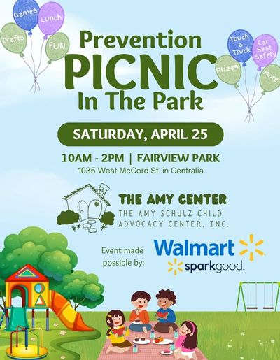 Flyer for a Prevention Picnic in the Park with activities and food at Fairview Park.