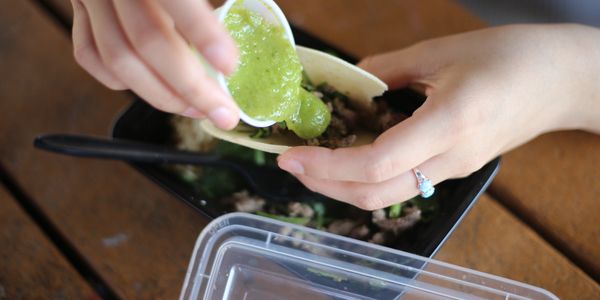 Carne Asada Tacos with salsa verde