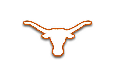 Stylized longhorn bull head logo in white and orange.