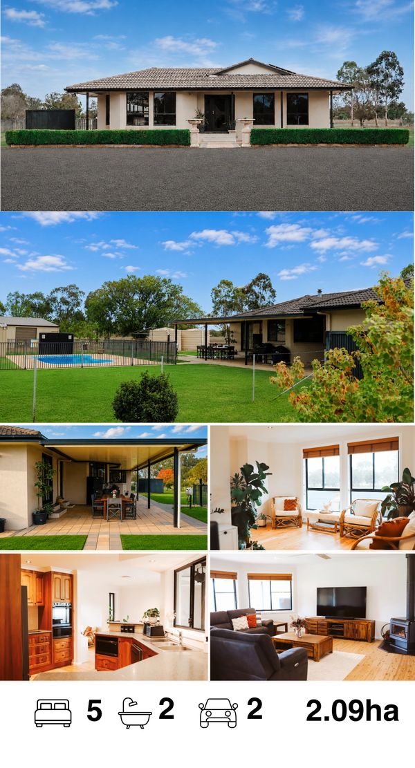 Spacious 5-bedroom house with pool, modern interiors, and large garden on 2.09 hectares.