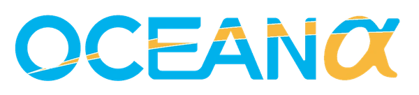 Logo with the word 'OCEANα' in blue and orange colors.