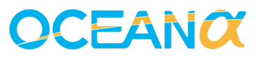 Logo with the word 'OCEANα' in blue and orange colors.