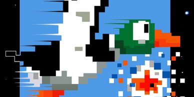 Duck Hunt giveaway that looks like an old Nintendo game.