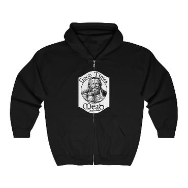 A premium zip up hoodie with the Good Times Mead logo imprinted on it.