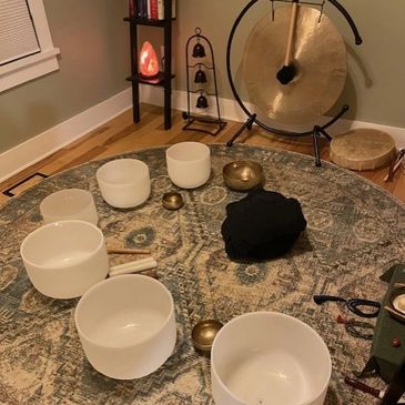 I work with a variety of instruments to create a calming, healing sound experience. 