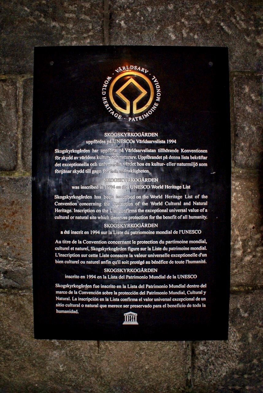 Designation of Skogskyrkogården as a World Heritage in 1994