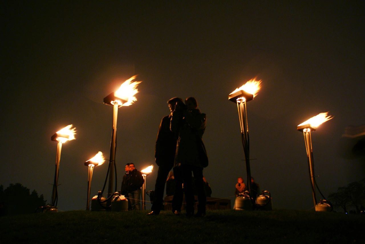 Torches in Skogskyrkogården, Sweden