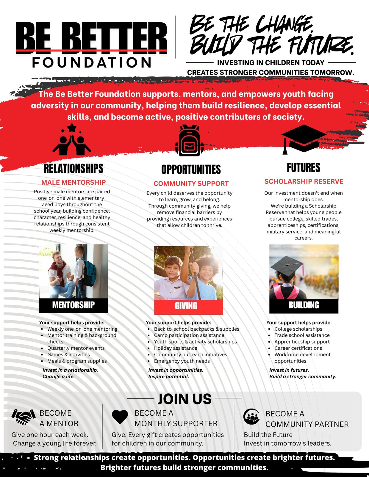 Be Better Foundation empowers youth through mentorship, support, and scholarships.