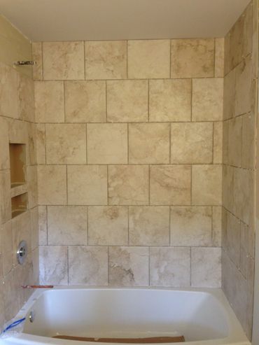 New tiled shower.