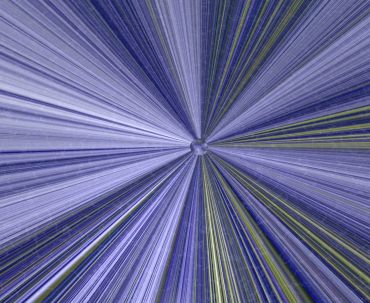 Abstract image with radiating blue and yellow lines from center.