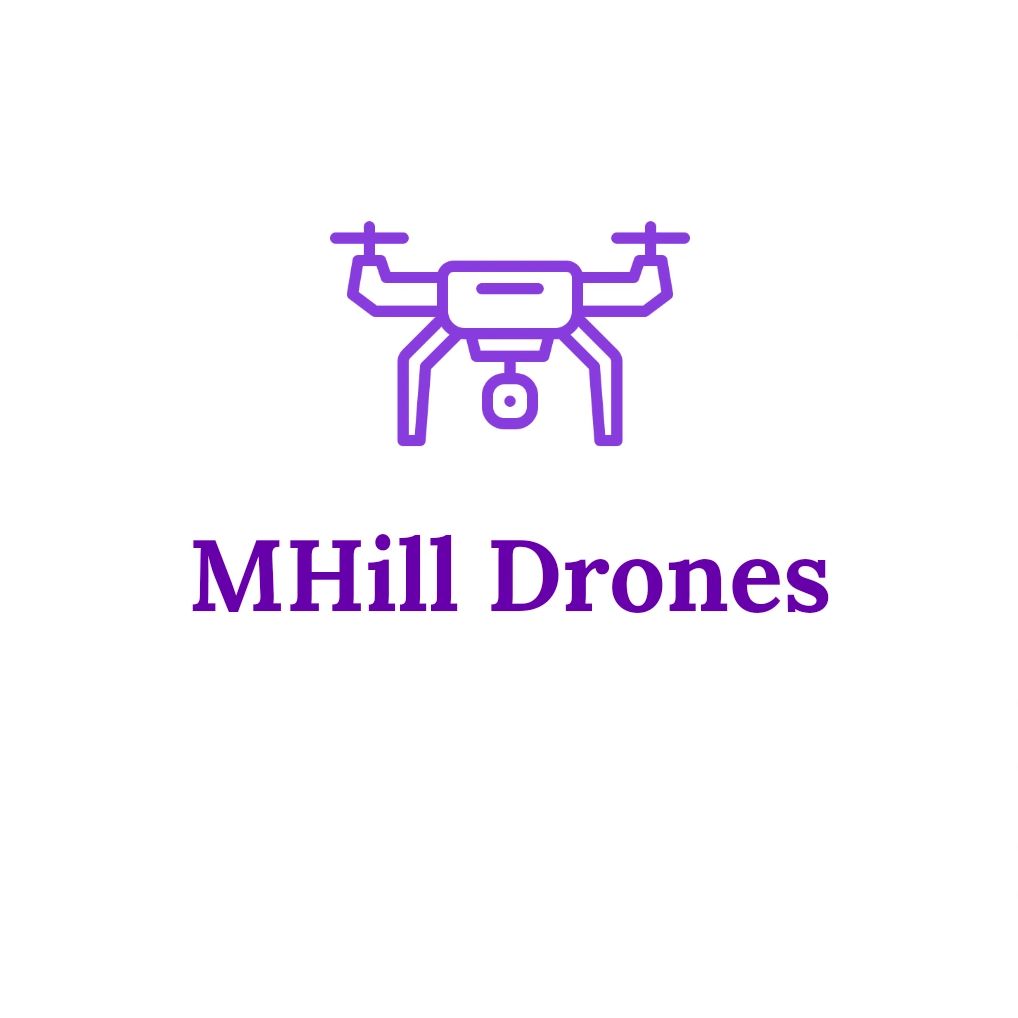 Purple drone icon with text 'MHill Drones' on white background.
