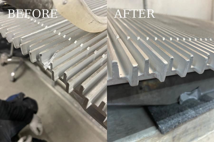 Escalator step repair, escalator step tread repair