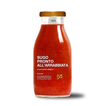 Ready-made organic cherry tomato sauce with arrabiata 250g