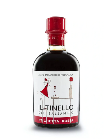 Balsamic Vinegar of Modena PGI – Red label. To be used in drops a little here and a little there.