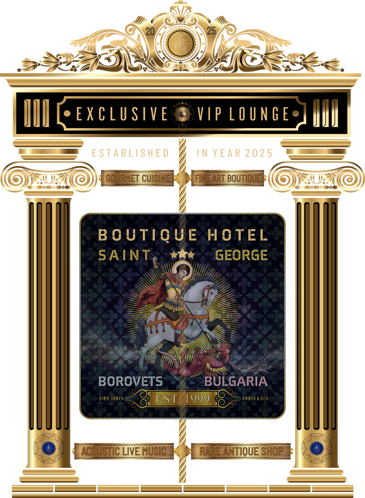 The Newly Designed Golden Arch of the Saint George Boutique Hotel in Borovets, Bulgaria, EU!