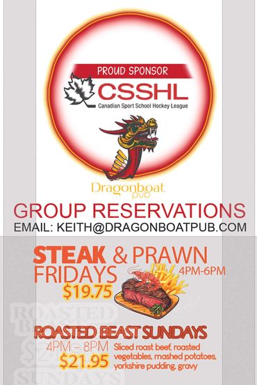 Dragonboat Pub is a proud CSSHL sponsor. Check out our amazing weekly Penticton food deals.