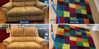 Professional cleaning restored the appearance, colour and softness of this vibrant shaggy rug in Bil