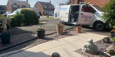 Our van mounted Carpet and upholstery cleaning setup allows powerful hot water extraction cleaning w