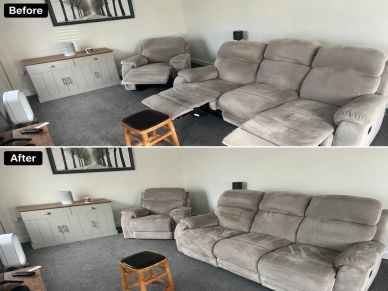 This week we completed the professional cleaning of a three-seater recliner sofa and matching armcha