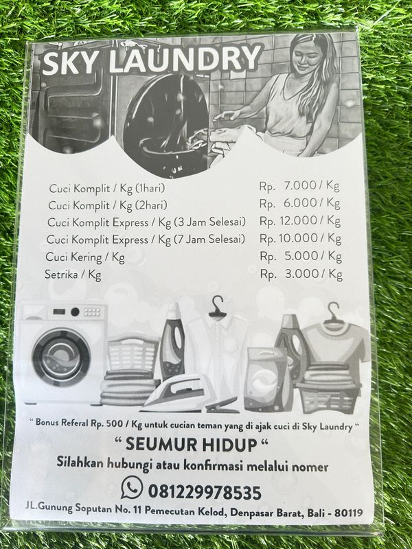promo bonus referal Rp 500 / kg untuk setiap cucian teman yang di bawa cuci di Sky Laundry