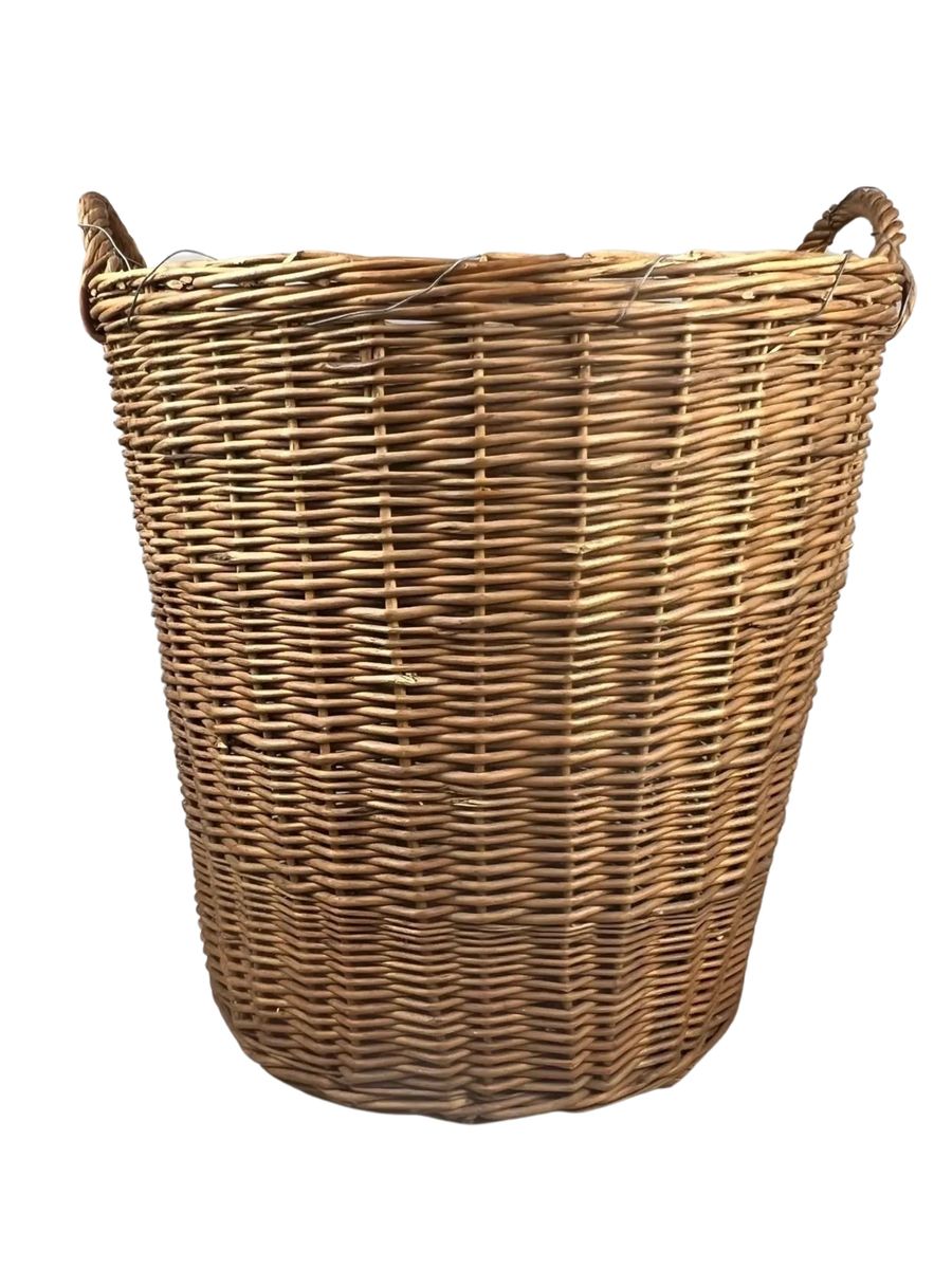 French Wicker Laundry Basket Round, Extra Large