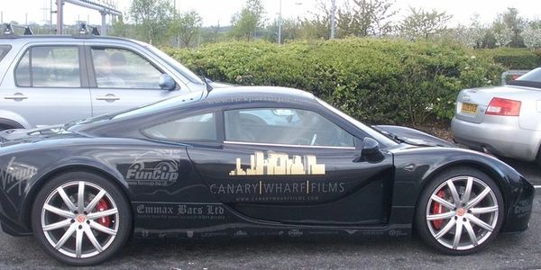 Ginetta g40 sports car waiting for the eurotunnel train