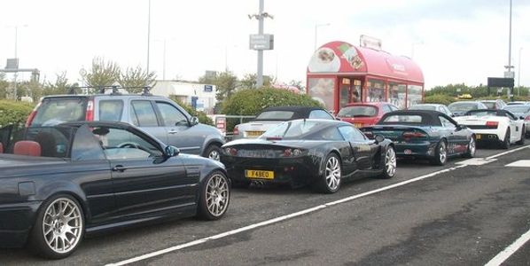 Lined up with the other sports cars for the eurotunnel crossing