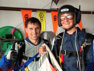 AFF instructor Ed with a skydiving student.