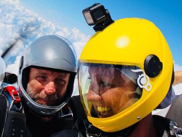 Dropzone owners Tony and Jen skydiving over the Florida skies.