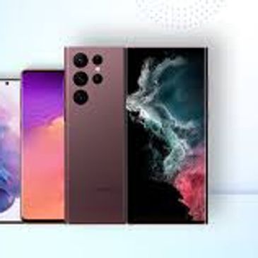 A lineup of modern smartphones showcasing front and back designs with vibrant screens.