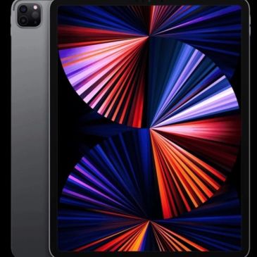 A modern tablet with a colorful, abstract display and a sleek black design.