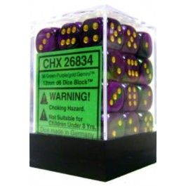 Gemini® 12mm d6 Green-Purple/gold Dice Block™ (36 dice)