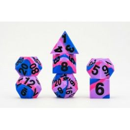 7CT Sharp Edge Silicone Rubber Pride Bisexual Polyhedral Dice Set