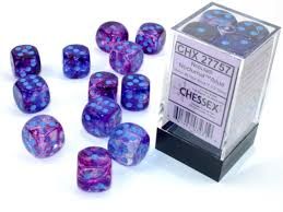 Nebula: 16mm d6 Nocturnal/blue Luminary Dice Block (12 dice)