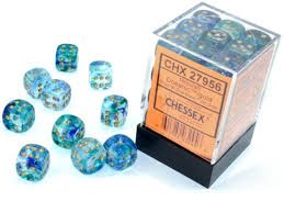 Nebula: 12mm d6 Oceanic/gold Luminary Dice Block (36 dice)