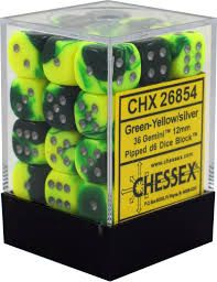 Gemini 6: 12mm D6 Green Yellow/Silver (36)