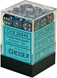 Gemini® 12mm d6 Purple-Teal/gold Dice Block™ (36 dice)