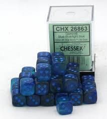 Gemini® 12mm d6 Blue-Blue/light blue Luminary™ Dice Block™ (36 dice)