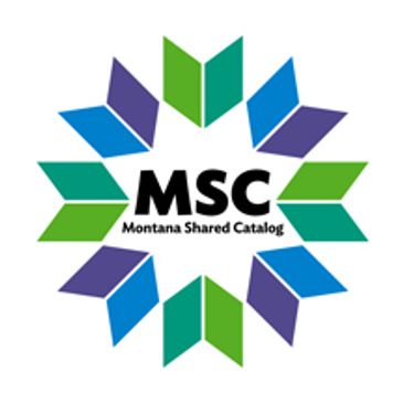 Montana Shared Catalog logo, flower design made from open books.
